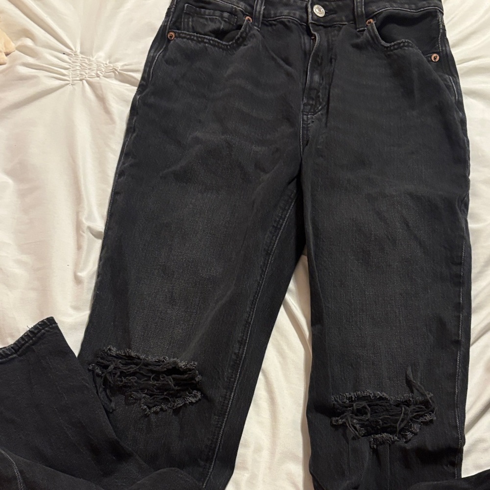 American Eagle Outfitters Black Distressed Boyfriend Jeans
